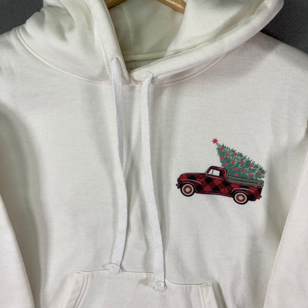 Zoe Liv Womens Hoodie XXL White Christmas Truck Graphic Holiday Pulloverβ